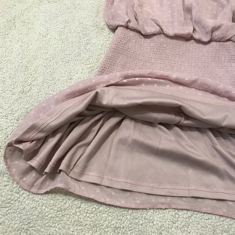 SOLD Aqua Mini Dress Flutter Sleeve Ruffle Smocked Pink Purple Pit to Pit 18โ ๐จ - Picture 10 of 14